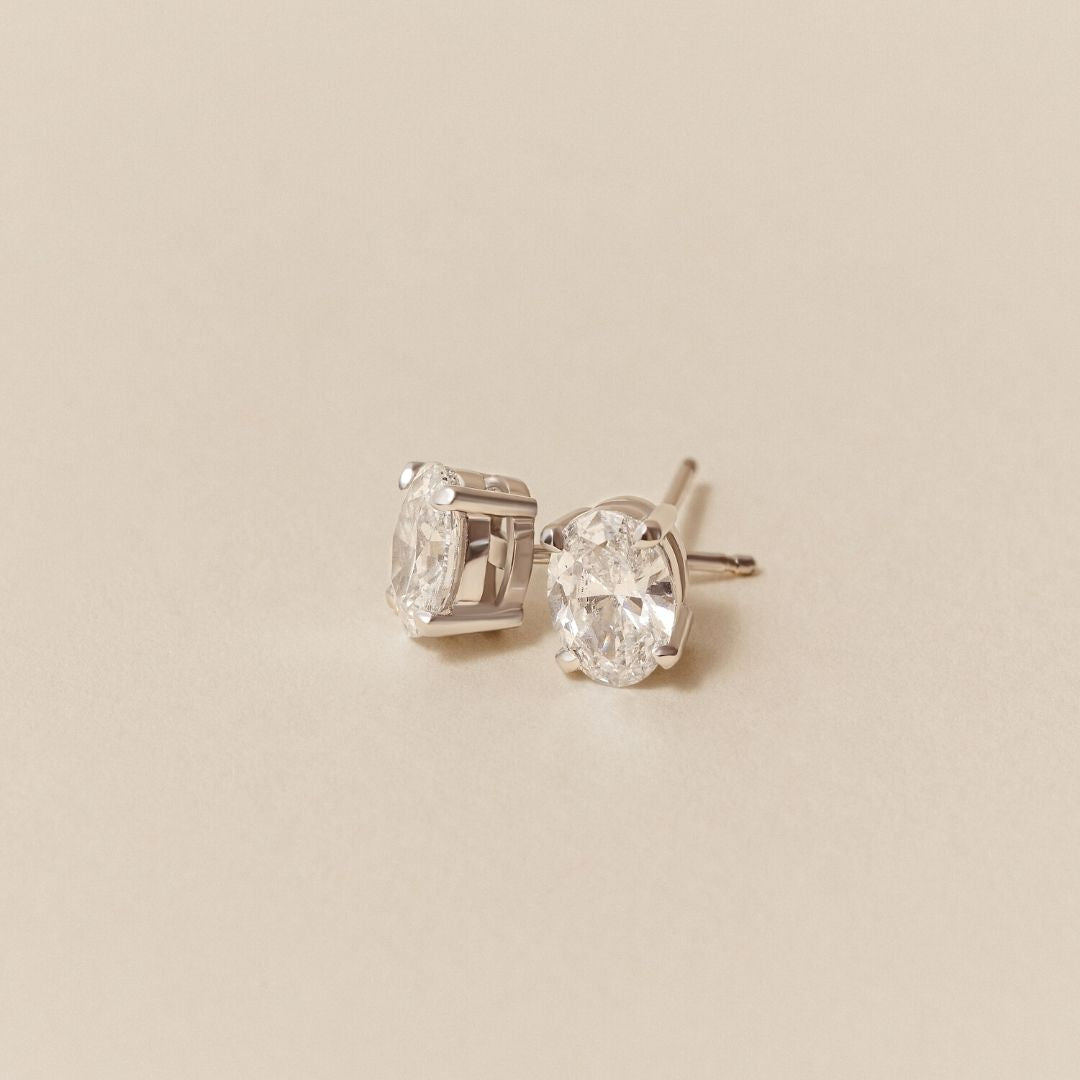 Cecille Oval 1.40 Carat Lab Diamond Stud Earrings