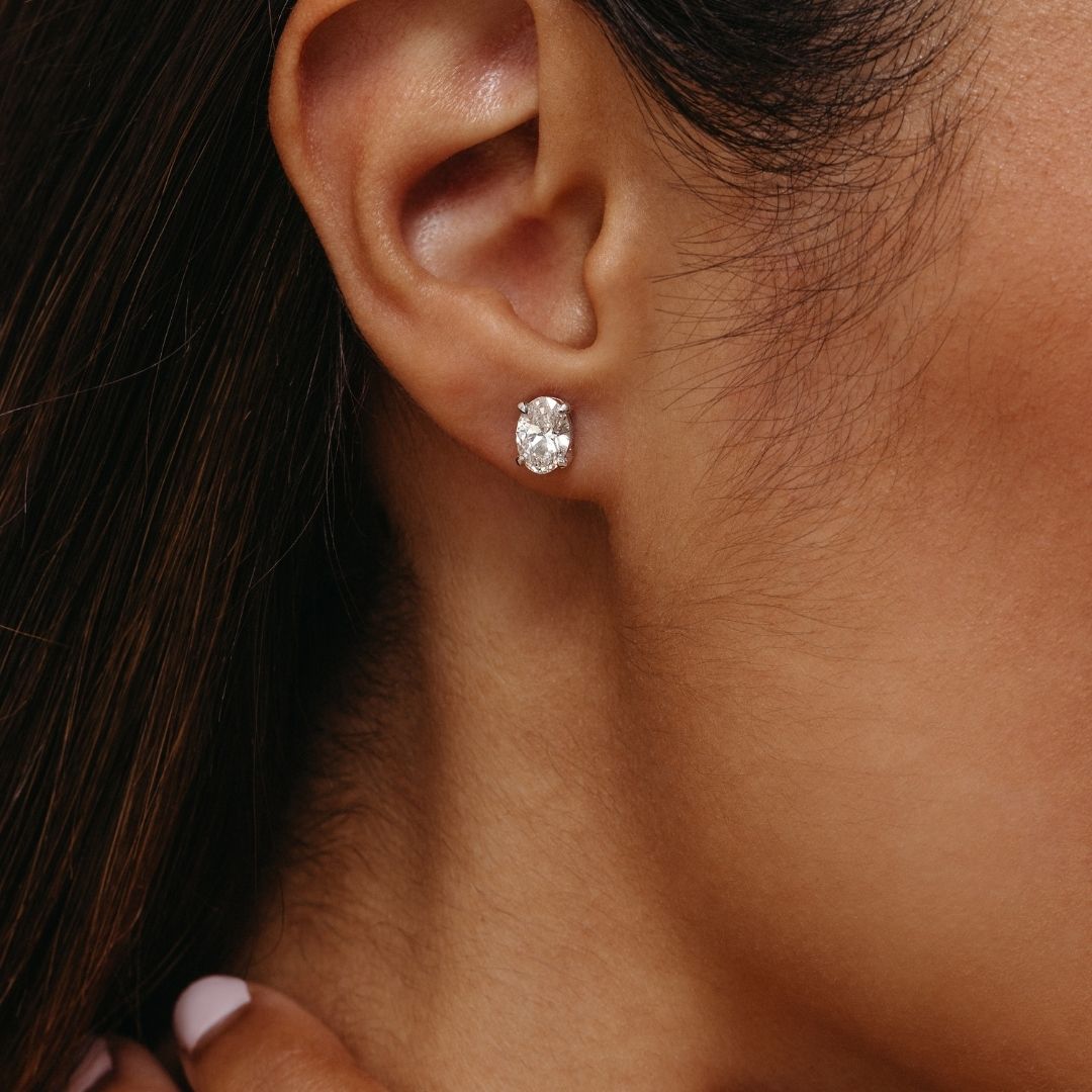 Cecille Oval 1.40 Carat Lab Diamond Stud Earrings