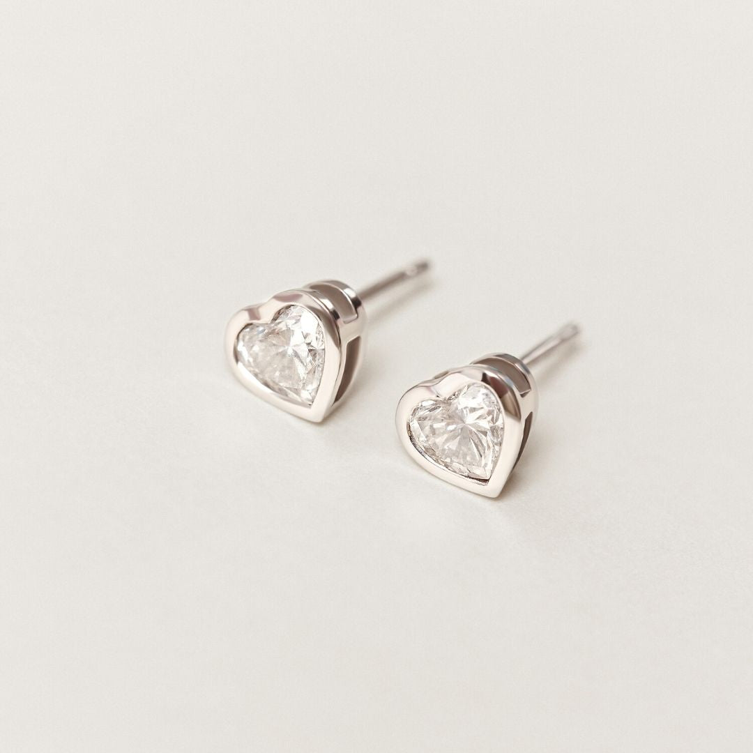 Dante Heart Earrings - 0.60 carat Lab Grown Diamond Earrings 14ct White Gold