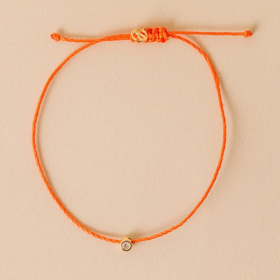 Prima Solitaire Orange Cord Bracelet