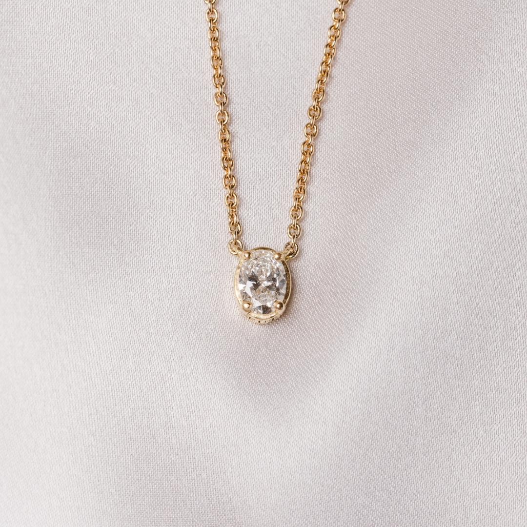 Adora Oval Pendant Necklace - .50 carat Lab Diamond Pendant Necklace 18ct Yellow Gold