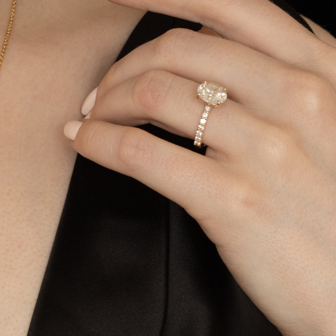 Celeste Oval Diamond Engagement Ring - 2.00 carat Lab Diamond with Diamond Band 18ct Yellow Gold