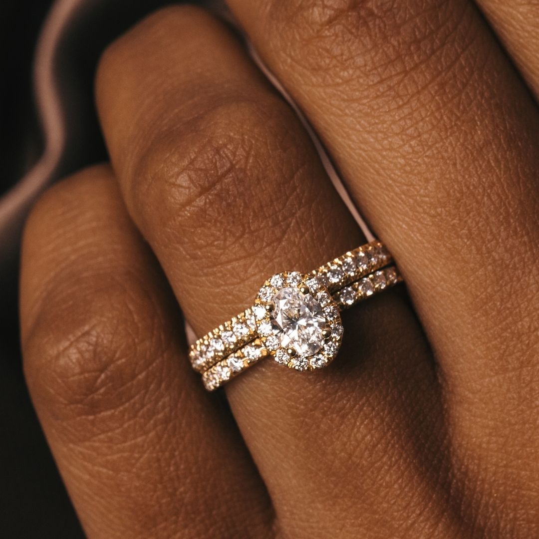 Paloma Oval Diamond Engagement Ring - Lab Diamond with Diamond Band 18ct Yellow Gold